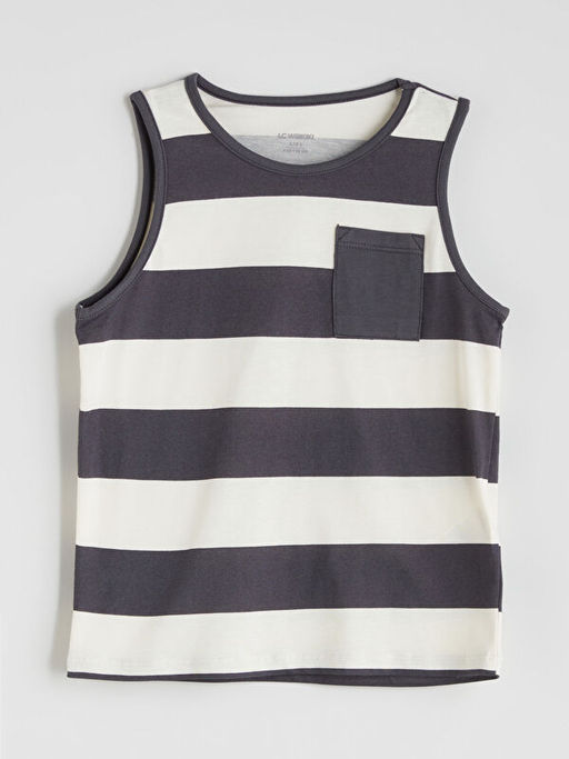 Bisiklet Yaka ?izgili Erkek ?ocuk Atlet