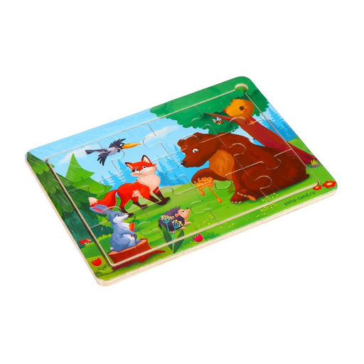 Пазлы деревянные «Лесные зверята», размер — 15×11 см, 12 элементов