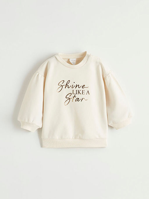 Bask?l?z K?z Bebek Sweatshirt ve Pantolon Tak?m