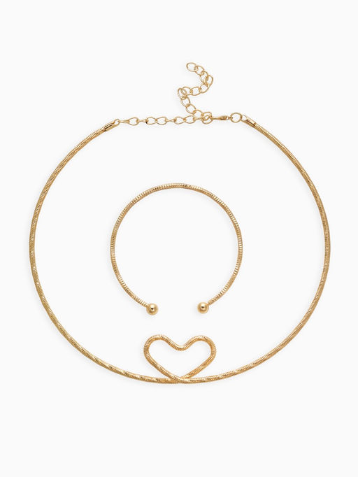 Набор 2 предмета: чокер, браслет Обруч сердце, цвет золото