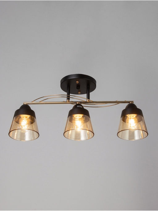 Люстра потолочная BayerLux «Кансе», 3хЕ27, 40 Вт, черно-золотой, 50×15×23 см