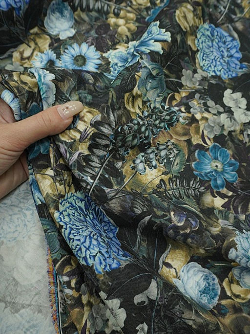 Плательный хлопок (Digital) Эфина - синие цветы, ш.1.5м, хлопок-100%, 170гр/м.кв - Купава фото 8