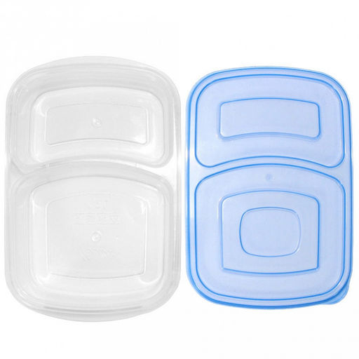 Контейнер для продуктов пластмассовый "Ланч-Бокс" 23,5х16х5,5см, 2 отделения, цвета микс (Россия)