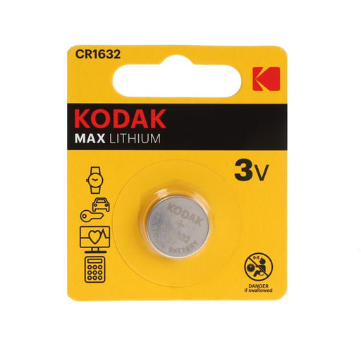 Цена за 2 шт. Батарейка литиевая Kodak Max, CR1632-1BL, 3В, блистер, 1 шт.