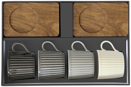 Набор чашек Время отдыха, серая, свентло-серая, темно-серая, белая, 0,11 л, 4 шт - Easy life фото 3