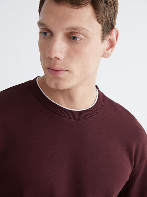 Bisiklet Yaka Erkek Kal?n Sweatshirt