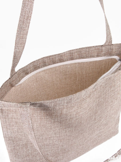 Сумка текстильная шопер на молнии, 33×0.5×38 см, бежевая
