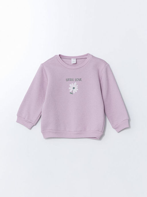 Bisiklet Yaka Uzun Kollu ?i?ekli K?z Bebek Sweatshirt ve Tayt 2li Tak?m - Waikiki фото 2