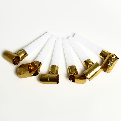 Цена за 2 шт. Дудка язычок «Праздник», набор 6 шт., золотой