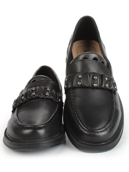 03-DYL140-1 BLACK Лоферы женские (натуральная кожа)