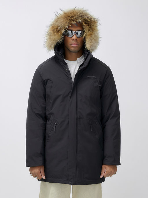 Парка зимняя с мехом черного цвета до - 30