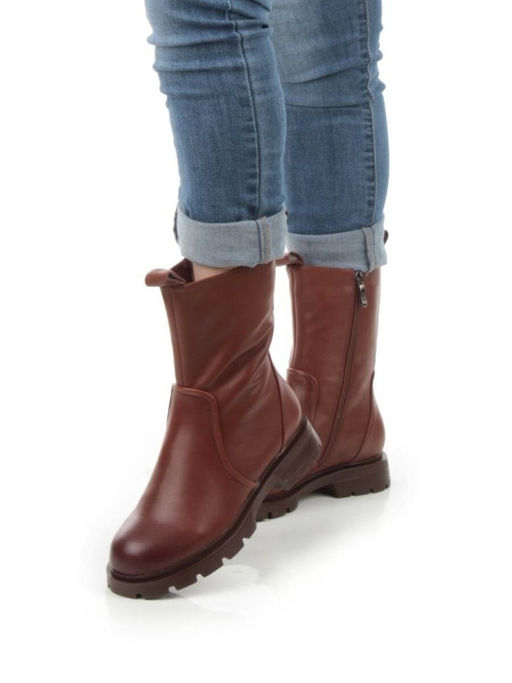 04-M2-245 BROWN Ботинки зимние женские (натуральная кожа, натуральный мех)