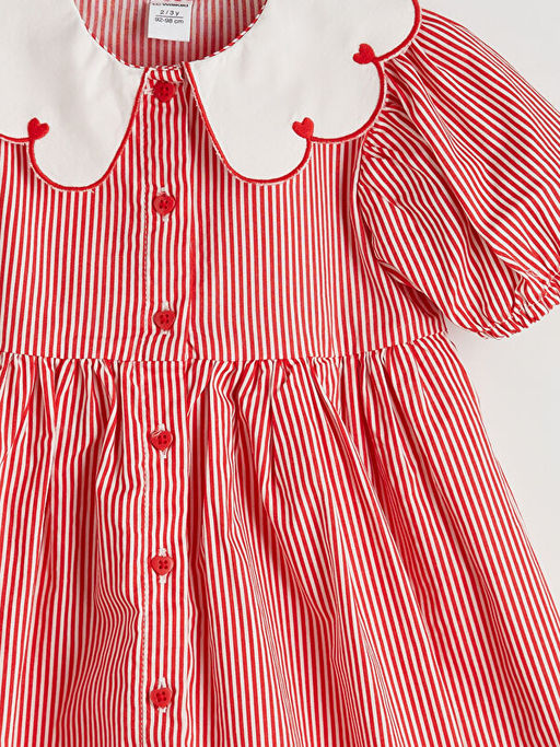 Bebe Yaka K?z ?ocuk ?izgili Elbise