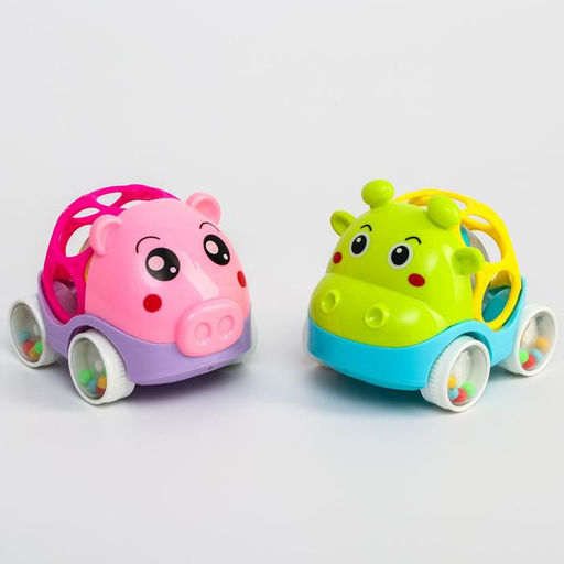 Машинка - погремушка Крошка Я «Свинка», с эластичными элементами