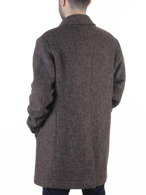 475627962 BROWN/GRAY Пальто Френч демисезонное мужское (65% шерсть, 35% кашемир)