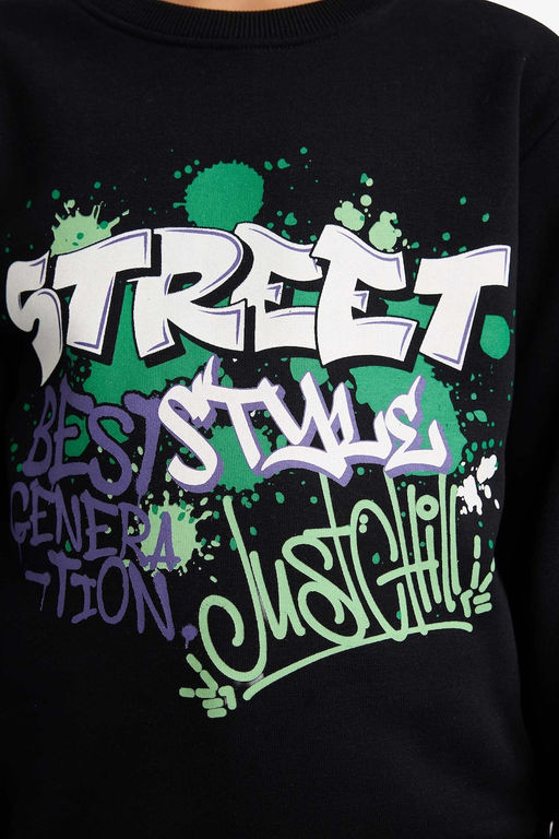 Bisiklet Yaka Bask_l_ __i Yumu_ak T_yl_ Sweatshirt Erkek _ocuk - Defacto фото 4