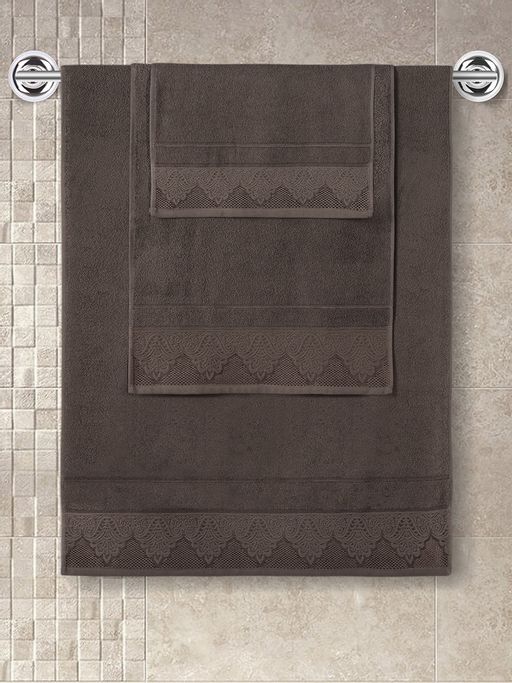 Полотенце махровое KARNA жаккард SIESTA (50x90) см 1/1 (Коричневый)  фото 2