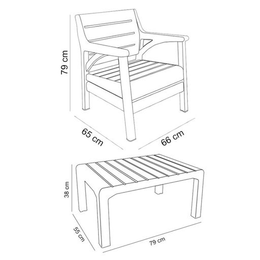 Набор садовой мебели «Барселона», 2 кресла, стол, серый