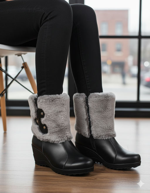 Унты женские на платформе., Короткие. Кожа. Шиншилла. - Roshva фото 10