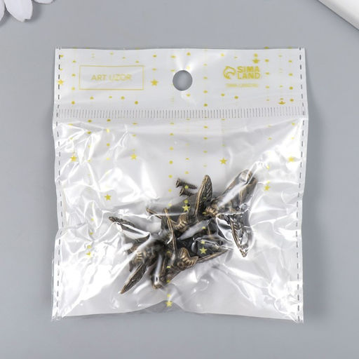 Уголок (ножка) для шкатулки металл Ангел набор 4 шт бронза 2,3х2,6х1 см - Арт узор фото 5