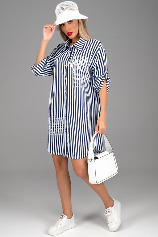 Платье  рубашка Молли (крупная полоска) - Эльза фото 7
