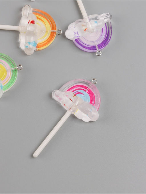 Цена за 5 шт. Подвеска для творчества акрил «Радуга и тучки», 6×3.5×1 см, МИКС
