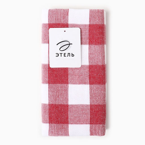 Цена за 2 шт. Полотенце Этель Клетка, цвет красный, 38х63 см, 100% хл  фото 6