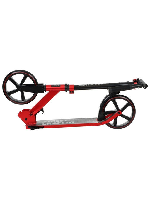 Самокат городской GRAFFITI, складной, колёса PU 200, 86A, ABEC 9, подножка, цвет красный