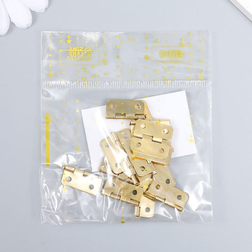 Цена за 4 шт. Петля для шкатулки (ключницы), металл, с закругленными углами, набор 15 шт., 1.7×1.9 см