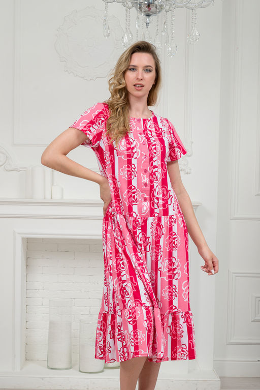Платье женское из кулирки Кармелита малиновая роза