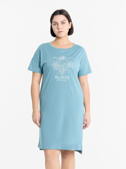 Сорочка ночная женская дымчато-голубая с печатью - Mark formelle фото 2