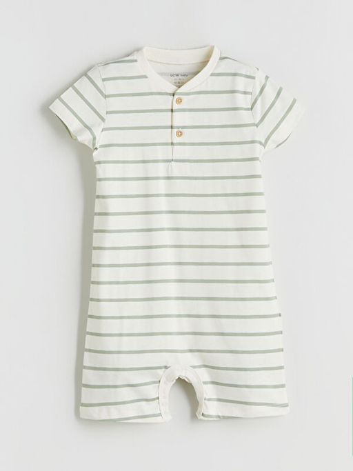 V Yaka ?izgili Erkek Bebek Tulum