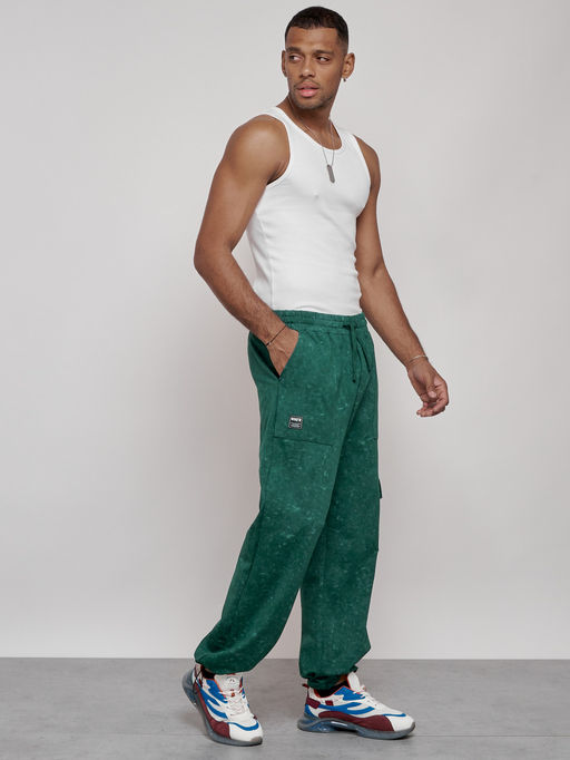 Широкие спортивные брюки трикотажные мужские зеленого цвета 12932Z - Mtforce фото 7