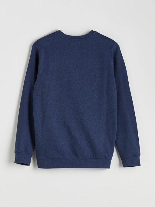 Bisiklet Yaka Bask?l? Erkek Sweatshirt
