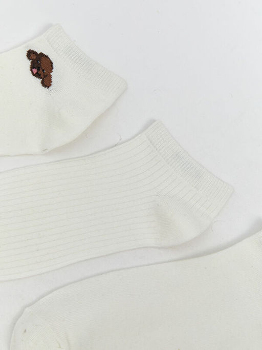 Bask?l? Kad?n Patik ?orap 3l?