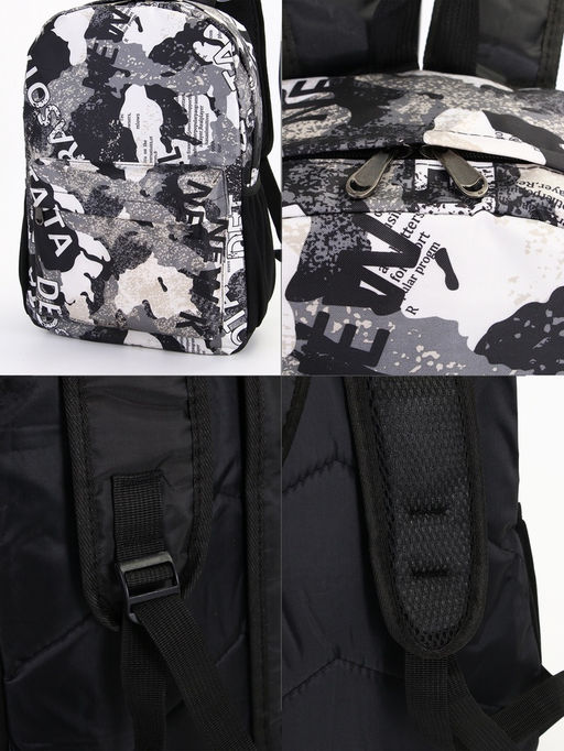 Рюкзак школьный на молнии, с карманами, с принтом, размер 30?13?42 см, голубой/серый