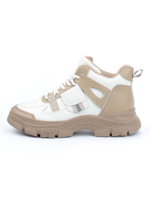 05-P51-2Z BEIGE Кроссовки женские зимние (натуральная и искусственная кожа, шерсть)