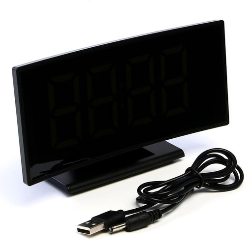 Часы-будильник электронные настольные, термометр, календарь, USB, 17×9.5 см, 3хААА