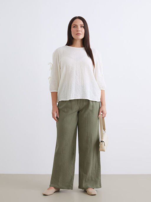 Beli Lastikli Dokulu Geni? Pa?a Kad?n Pantolon