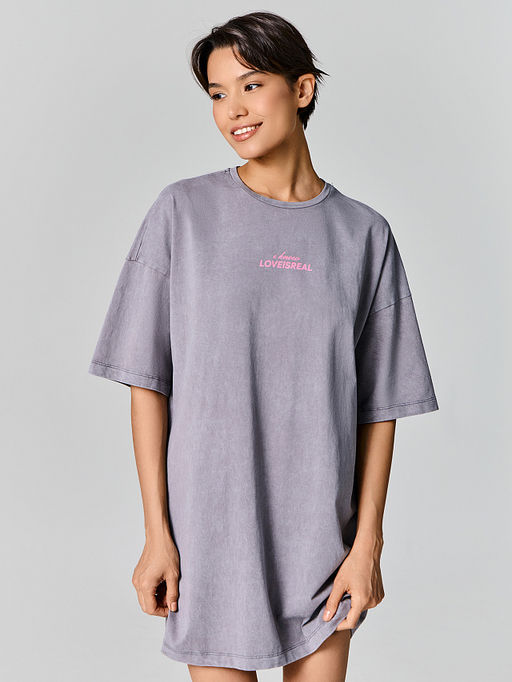 Туника домашняя женская серая с обработкой эйсид