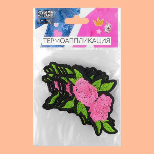 Цена за 10 шт. Термоаппликация «Цветы», 7.5×5.5 см, фасовка 10 шт., разноцветная