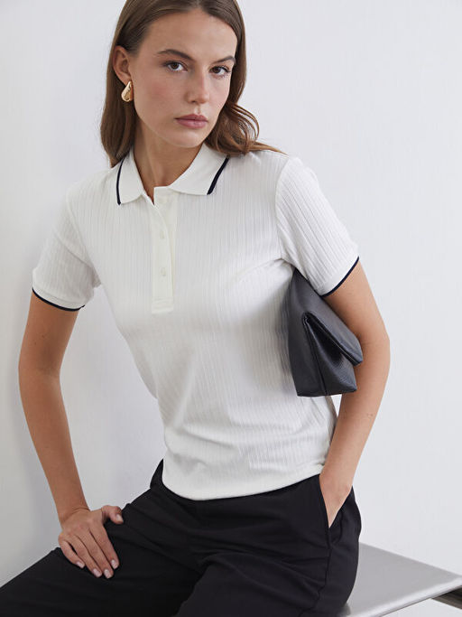 Polo Yaka Fitilli Kad?n Ti??rt