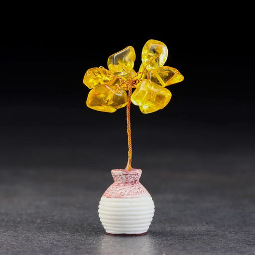 Цена за 2 шт. Денежное дерево декоративное «Сувенир бонсай. Богатства. Цитрин», натуральный камень, 7×3 см