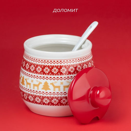 Сахарница новогодняя Доляна «Финский лес», 350 мл, керамика, белая