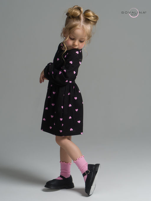 Платье Моана розовые сердечки на черном - Sovalina фото 16