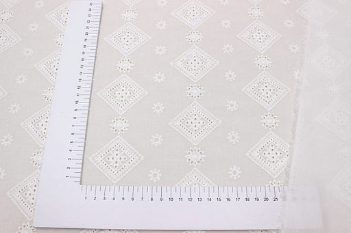 Шитье Ажурные ромбики цв.молочно-белый, ш.1.4м, батист, хлопок-100%, 80гр/м.кв - Купава фото 4