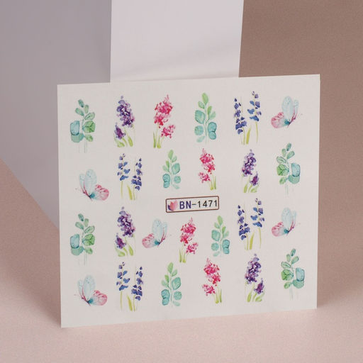 Цена за 6 шт. Слайдеры для ногтей Акварельные цветы, разноцветные - Qf фото 2