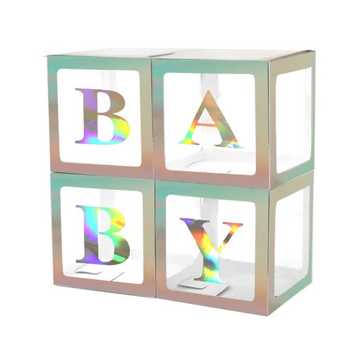 Набор коробок для воздушных шаров BABY, перламутр, 30*30*30 см, в упаковке 4 шт. - Страна карнавалия фото 2
