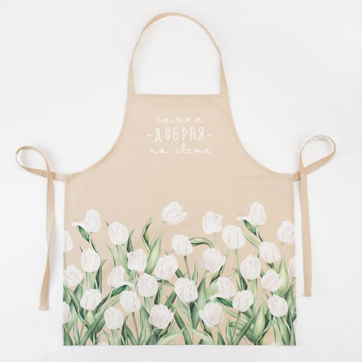 Фартук Этель. Белые тюльпаны, 60?70 см, 100% хлопок, саржа 190 г/м?
