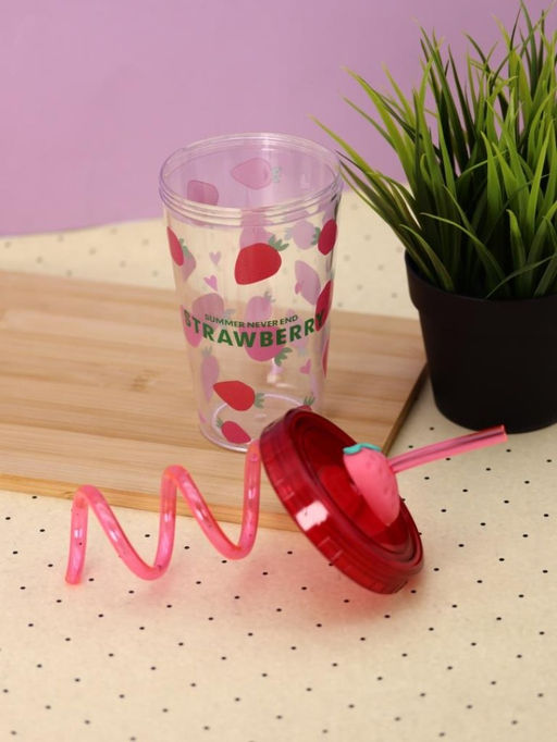 Тамблер iLikeGift "Fruits party Strawberry", pink (380 ml)